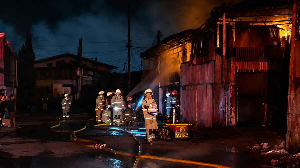 kebakaran gudang jakarta malam hari