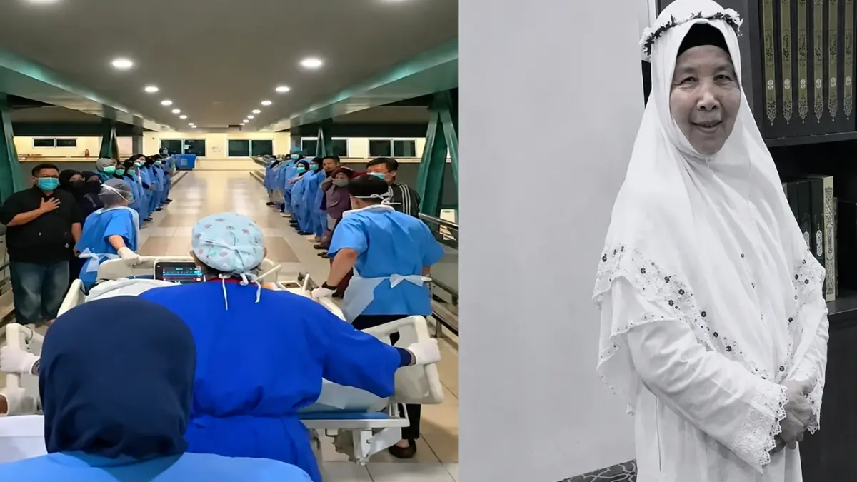 tenaga kesehatan memberikan penghormatan terakhir kepada donor organ di Rumah Sakit Sungai Buloh Malaysia