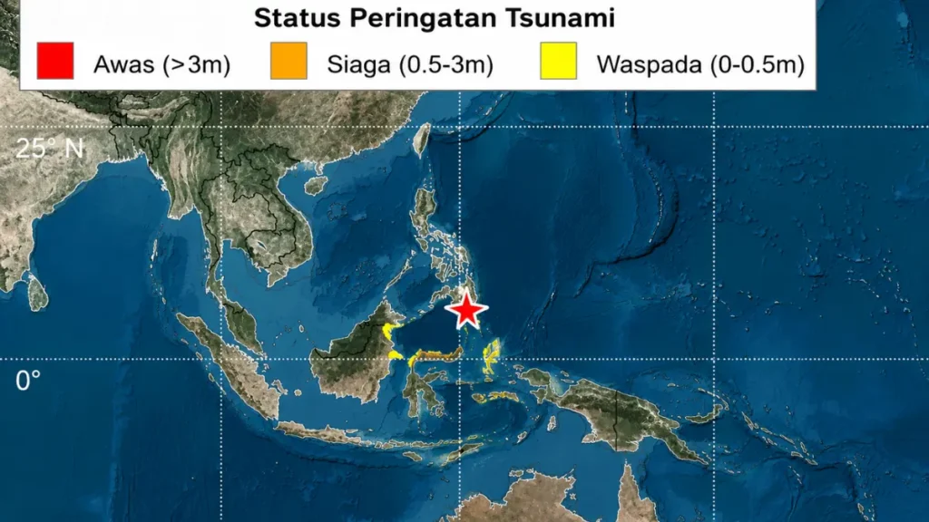 peringatan tsunami di pesisir berau pascagempa filipina