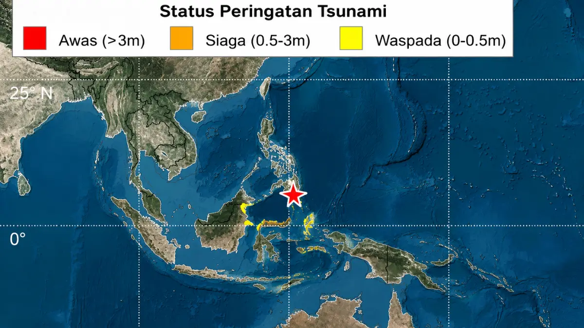 peringatan tsunami di pesisir berau pascagempa filipina