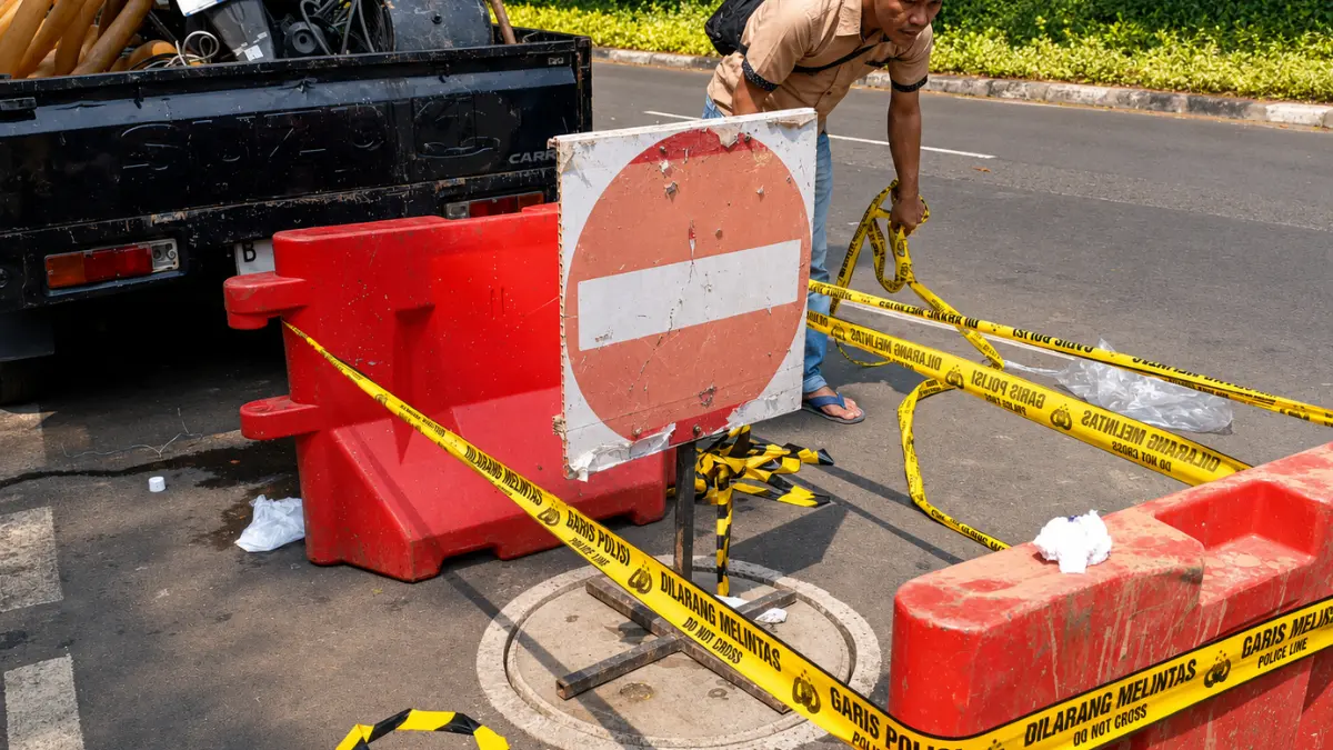 Petugas melakukan evakuasi di lokasi proyek perbaikan saluran air di Cipayung, Jakarta Timur, tempat tiga pekerja meninggal dunia.