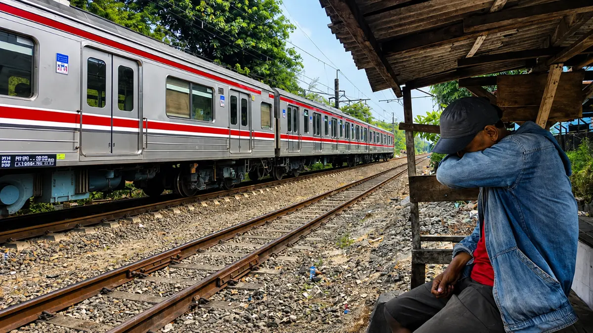 Perjalanan KRL di sekitar Stasiun Tebet sempat terganggu setelah seorang warga tertabrak kereta.