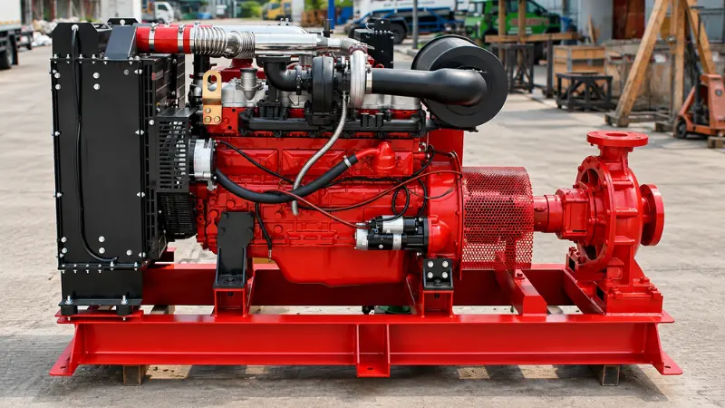 Diesel Fire Pump menggunakan diesel engine sebagai penggerak dalam sistem pompa kebakaran.