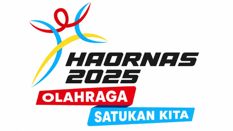 Logo Haornas 2025 dengan tema Olahraga Satukan Kita yang dirilis Kementerian Pemuda dan Olahraga.