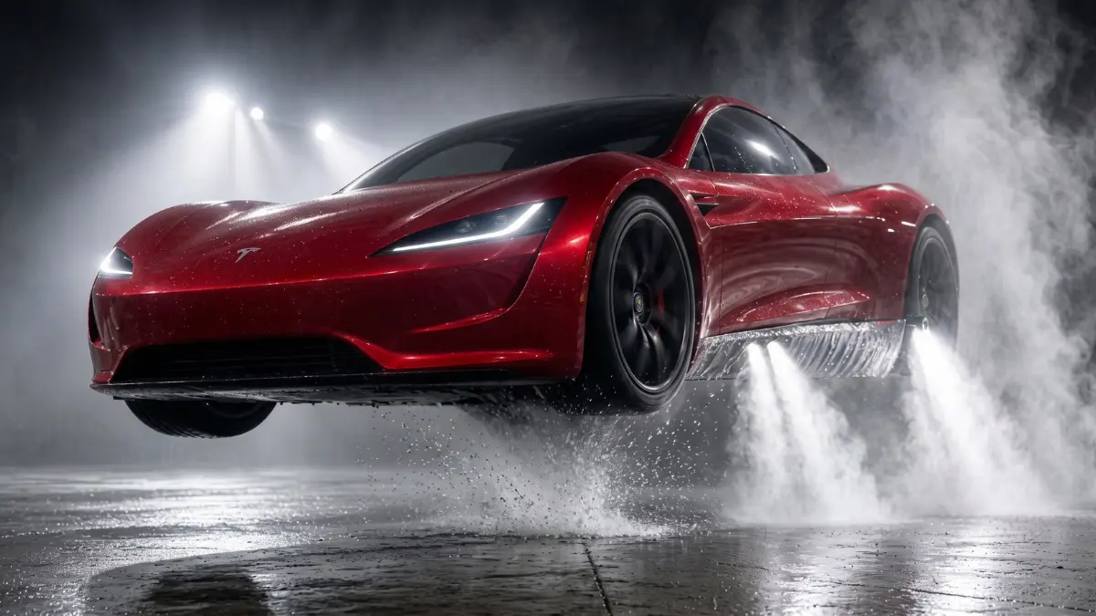 Tesla Roadster SpaceX 2026, mobil listrik sport terbaru yang dikabarkan menggunakan teknologi pendorong gas dingin.