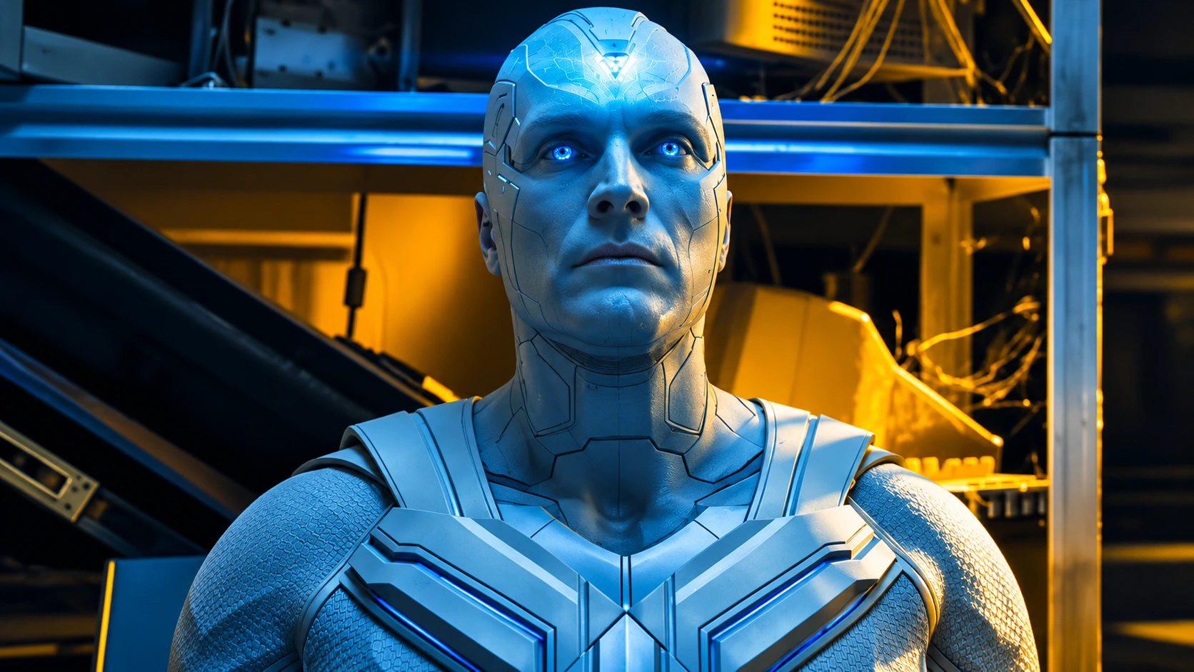 Karakter White Vision yang diperankan Paul Bettany dalam serial Marvel VisionQuest.